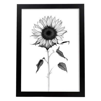 Lámina Nacnic de Girasol en Arte Lineal Minimalista