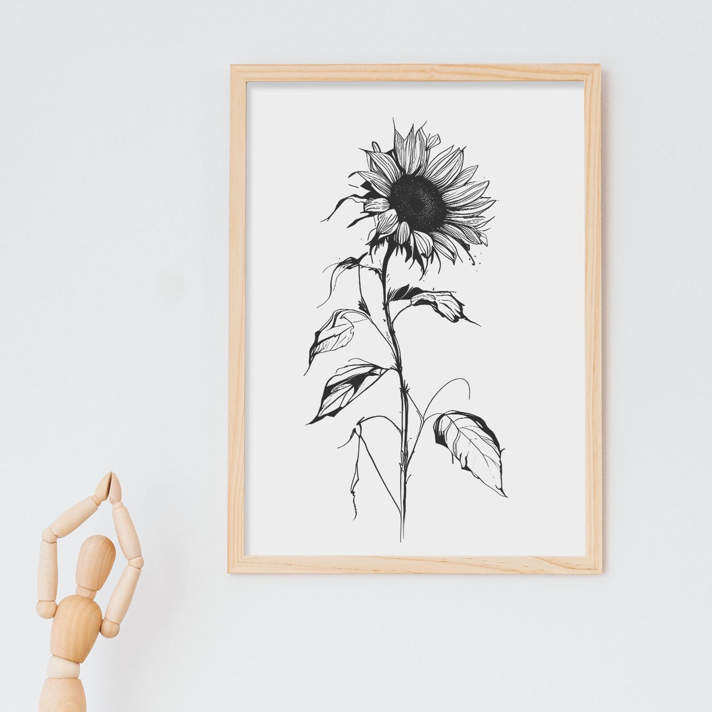 Nacnic Sunflower Minimalist Line Art_2. Aesthetic Wall Art Prints for Bedroom or Living Room Design.