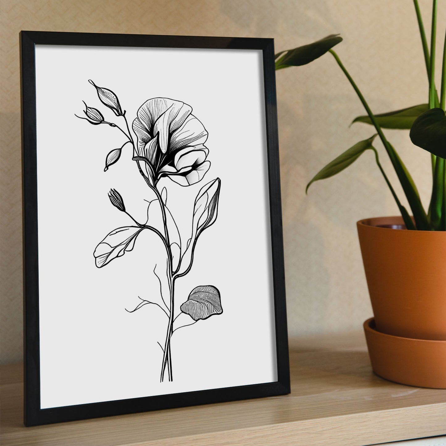 Nacnic Sweet Pea Minimalist Line Art_2. Aesthetic Wall Art Prints for Bedroom or Living Room Design.