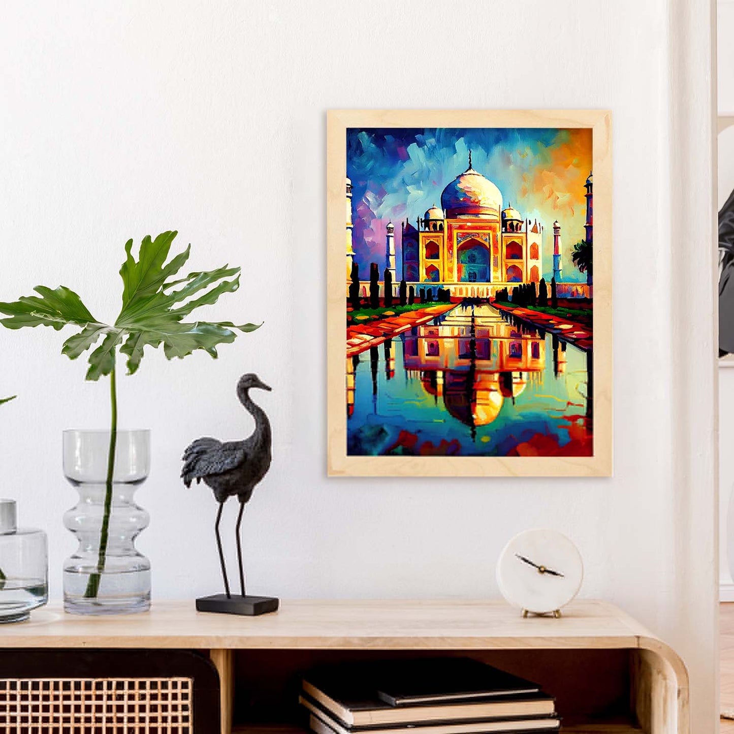 Nacnic Taj Mahal Agra India Pintura al óleo Pincel Strokes Colo. Estampados de arte de pared estético para el diseño de dormitorio o sala de estar.-Artwork-Nacnic-Nacnic Estudio SL