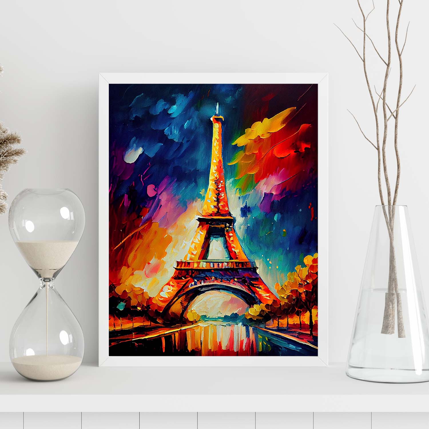 Nacnic the Eiffel Tower Paris Francia Pintura al óleo Str. Estampados de arte de pared estético para el diseño de dormitorio o sala de estar.-Artwork-Nacnic-Nacnic Estudio SL