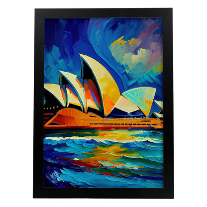 Nacnic The Sydney Opera House Sydney Australia Pintura al óleo. Estampados de arte de pared estético para el diseño de dormitorio o sala de estar.-Artwork-Nacnic-A4-Sin marco-Nacnic Estudio SL