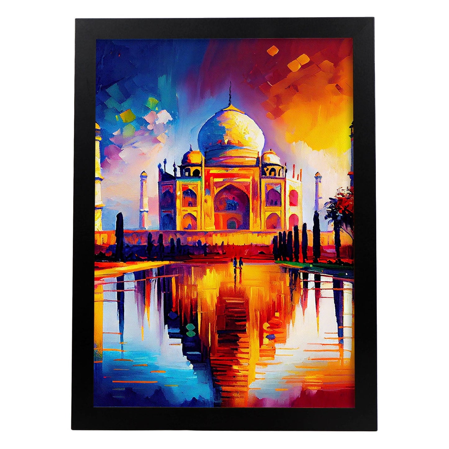 Nacnic the Taj Mahal Agra India Pintura al óleo de pinceladas. Estampados de arte de pared estético para el diseño de dormitorio o sala de estar.-Artwork-Nacnic-A4-Sin marco-Nacnic Estudio SL