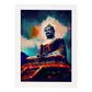 Nacnic Tian Tan Buddha Lantau Island Hong Kong Pintura al óleo. Estampados de arte de pared estético para el diseño de dormitorio o sala de estar.-Artwork-Nacnic-A4-Marco Blanco-Nacnic Estudio SL