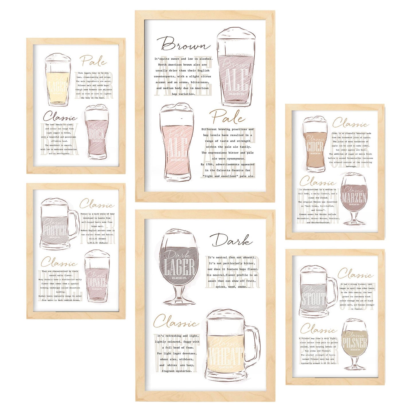 Nacnic TIPOS CERVEZA. Aesthetic Wall Art Prints for Bedroom or Living Room Design.