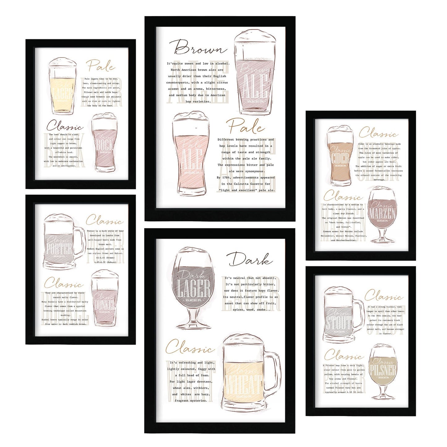 Nacnic TIPOS CERVEZA. Aesthetic Wall Art Prints for Bedroom or Living Room Design.