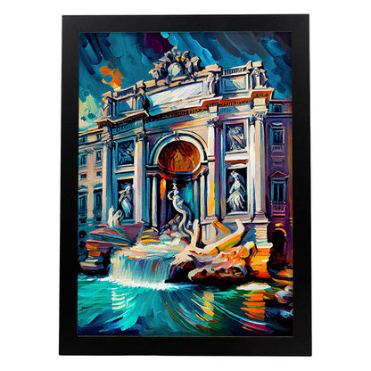 Nacnic Trevi Fountain Roma Italia Cepillo de pintura al óleo. Estampados de arte de pared estético para el diseño de dormitorio o sala de estar.-Artwork-Nacnic-A4-Sin marco-Nacnic Estudio SL