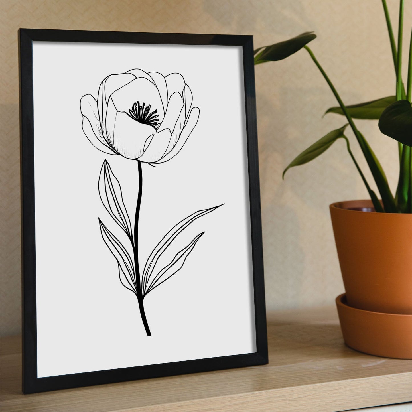 Nacnic Tulipa Minimalist Line Art_2. Aesthetic Wall Art Prints for Bedroom or Living Room Design.