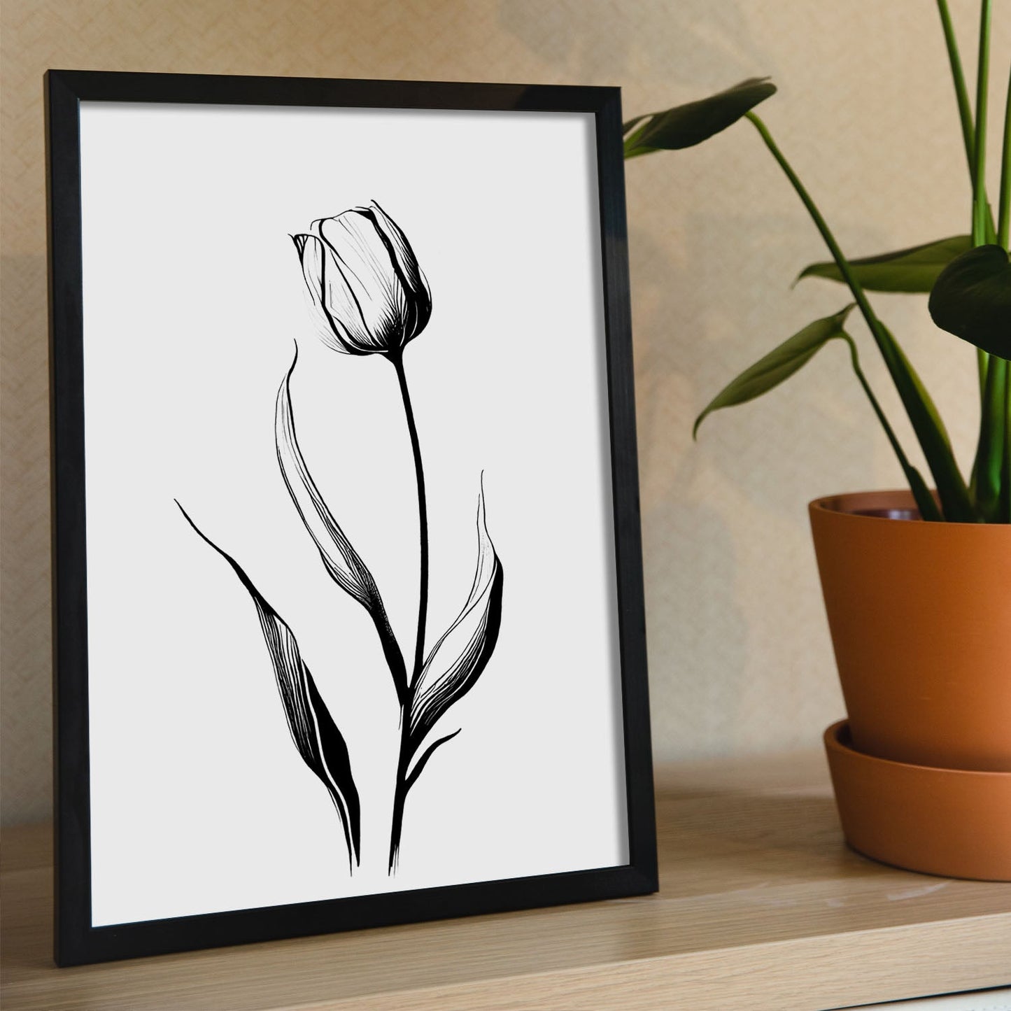 Nacnic Tulipa Minimalist Line Art_4. Aesthetic Wall Art Prints for Bedroom or Living Room Design.