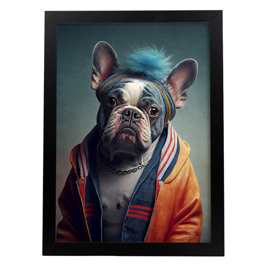 Nacnic, un bulldog francés tipo perro vestido con coágulo humano. Estampados de arte de pared estético para el diseño de dormitorio o sala de estar.-Artwork-Nacnic-A3-Sin marco-Nacnic Estudio SL