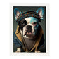 Nacnic un bulldog tipo perro vestido con ropa de ropa humana. Estampados de arte de pared estético para el diseño de dormitorio o sala de estar.-Artwork-Nacnic-A4-Marco Blanco-Nacnic Estudio SL