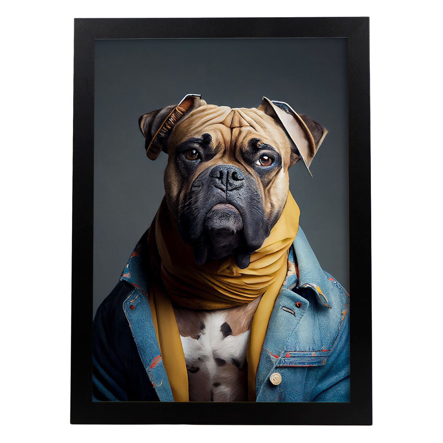 Nacnic, un bullmastiff tipo perro vestido con ropa humana. Estampados de arte de pared estético para el diseño de dormitorio o sala de estar.-Artwork-Nacnic-A4-Sin marco-Nacnic Estudio SL
