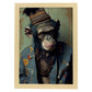 Nacnic Un chimpancé que se vestía con ropa humana. Estampados de arte de pared estético para el diseño de dormitorio o sala de estar.-Artwork-Nacnic-A4-Marco Madera clara-Nacnic Estudio SL