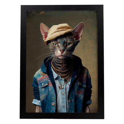 Nacnic, un gato, Singapura, vestido con ropa humana. Estampados de arte de pared estético para el diseño de dormitorio o sala de estar.-Artwork-Nacnic-A4-Sin marco-Nacnic Estudio SL