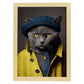 Nacnic un gato tipo chartreux vestido con ropa humana t. Estampados de arte de pared estético para el diseño de dormitorio o sala de estar.-Artwork-Nacnic-A4-Marco Madera clara-Nacnic Estudio SL