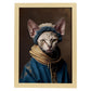 Nacnic un gato tipo cornish rex vestido con ropa humana. Estampados de arte de pared estético para el diseño de dormitorio o sala de estar.-Artwork-Nacnic-A4-Marco Madera clara-Nacnic Estudio SL