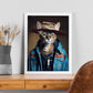 Nacnic Un gato tipo de haba marrón vestido con ropa humana. Estampados de arte de pared estético para el diseño de dormitorio o sala de estar.-Artwork-Nacnic-Nacnic Estudio SL
