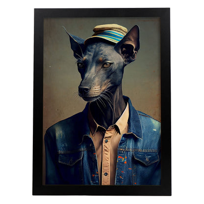 Nacnic un gato tipo Greyhound vestido con ropa humana t. Estampados de arte de pared estético para el diseño de dormitorio o sala de estar.-Artwork-Nacnic-A4-Sin marco-Nacnic Estudio SL
