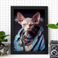 Nacnic un gato tipo sphynx vestido con ropa humana pequeña. Estampados de arte de pared estético para el diseño de dormitorio o sala de estar.-Artwork-Nacnic-Nacnic Estudio SL