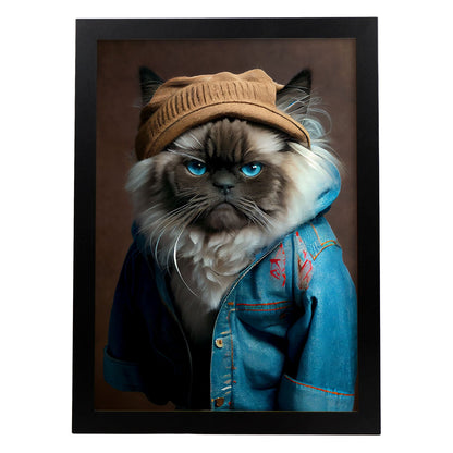 Nacnic un himalaya tipo gato vestido con ropa humana t. Estampados de arte de pared estético para el diseño de dormitorio o sala de estar.-Artwork-Nacnic-A4-Sin marco-Nacnic Estudio SL