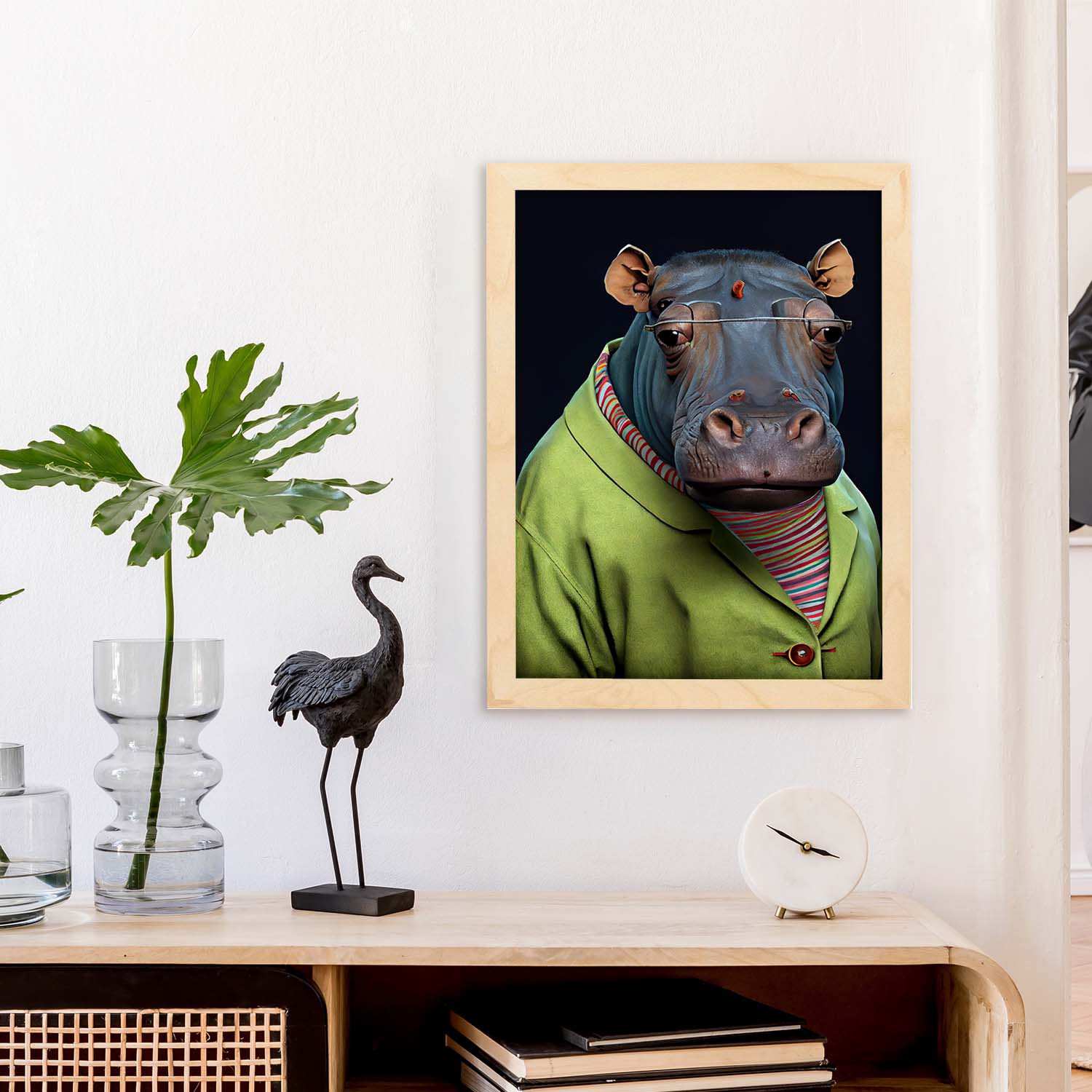 Nacnic Un hipopótamo vestido con ropa humana Tiny s. Estampados de arte de pared estético para el diseño de dormitorio o sala de estar.-Artwork-Nacnic-Nacnic Estudio SL