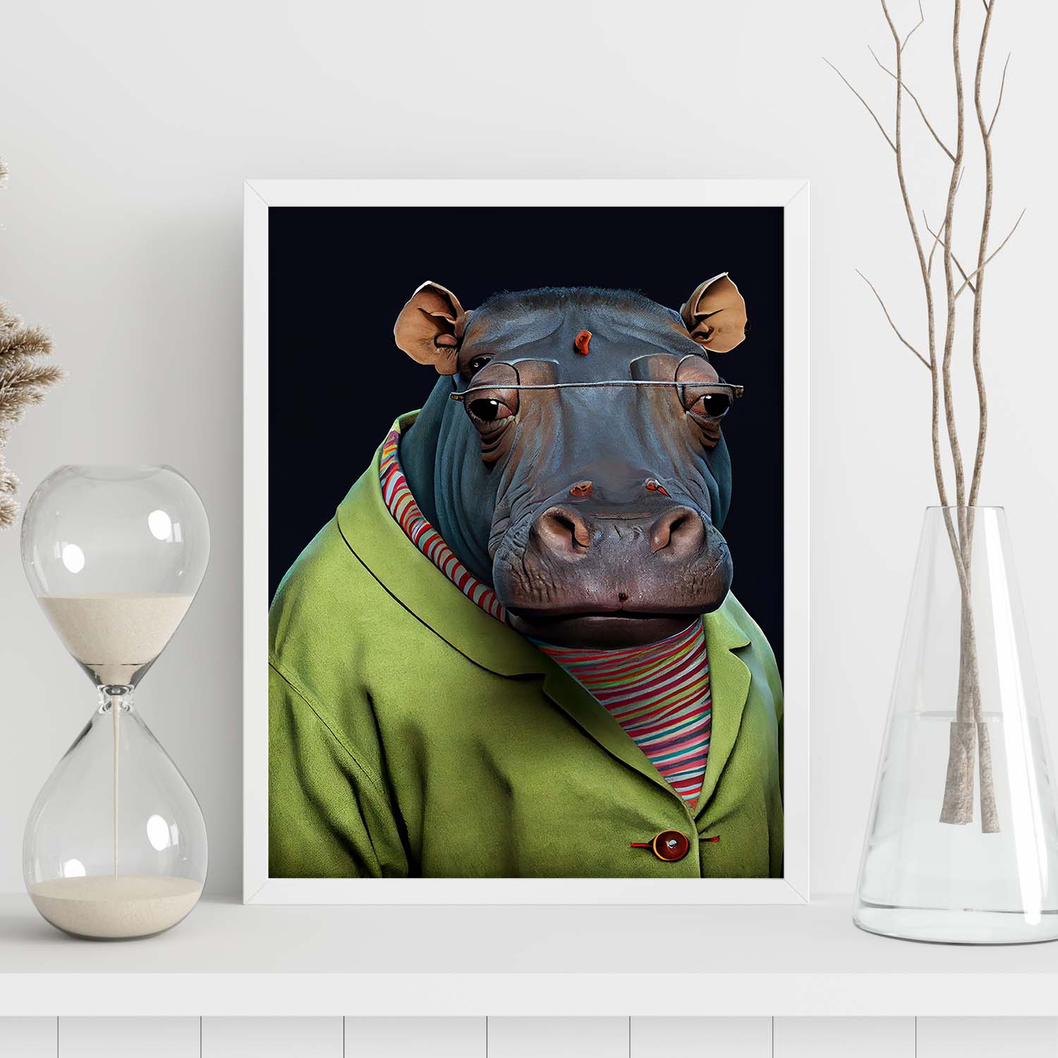 Nacnic Un hipopótamo vestido con ropa humana Tiny s. Estampados de arte de pared estético para el diseño de dormitorio o sala de estar.-Artwork-Nacnic-Nacnic Estudio SL