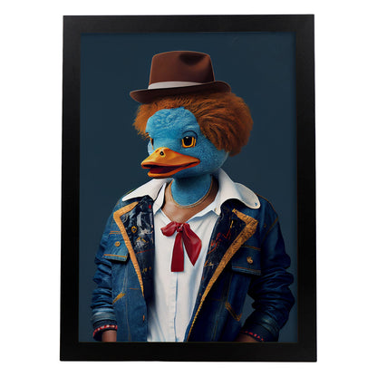 Nacnic, un pato vestido con ropa humana, pequeña sonrisa. Estampados de arte de pared estético para el diseño de dormitorio o sala de estar.-Artwork-Nacnic-A4-Sin marco-Nacnic Estudio SL