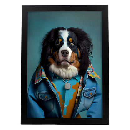 Nacnic, un perro de montaña bernés tipo perro vestido con Huma. Estampados de arte de pared estético para el diseño de dormitorio o sala de estar.-Artwork-Nacnic-A4-Sin marco-Nacnic Estudio SL