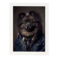 Nacnic, un perro Keeshond de tipo perro vestido con ropa humana. Estampados de arte de pared estético para el diseño de dormitorio o sala de estar.-Artwork-Nacnic-A4-Marco Blanco-Nacnic Estudio SL