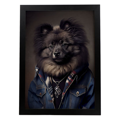 Nacnic, un perro Keeshond de tipo perro vestido con ropa humana. Estampados de arte de pared estético para el diseño de dormitorio o sala de estar.-Artwork-Nacnic-A4-Sin marco-Nacnic Estudio SL