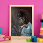 Nacnic Un perro Terranova Terranova vestida con ropa humana. Estampados de arte de pared estético para el diseño de dormitorio o sala de estar.-Artwork-Nacnic-Nacnic Estudio SL