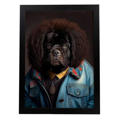 Nacnic Un perro Terranova Terranova vestida con ropa humana. Estampados de arte de pared estético para el diseño de dormitorio o sala de estar.-Artwork-Nacnic-A4-Sin marco-Nacnic Estudio SL