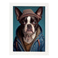 Nacnic Un perro tipo Boston Terrier vestido con coágulo humano. Estampados de arte de pared estético para el diseño de dormitorio o sala de estar.-Artwork-Nacnic-A4-Marco Blanco-Nacnic Estudio SL