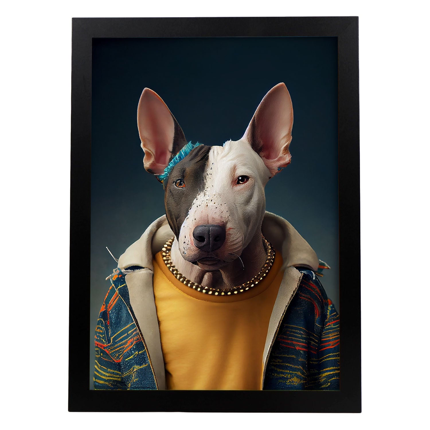 Nacnic, un perro tipo Bull Terrier tipo perro vestido con Hu. Estampados de arte de pared estético para el diseño de dormitorio o sala de estar.-Artwork-Nacnic-A4-Sin marco-Nacnic Estudio SL