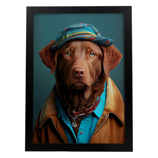 Nacnic, un perro tipo Chesapeake Bay Retriever, vestido con. Estampados de arte de pared estético para el diseño de dormitorio o sala de estar.-Artwork-Nacnic-A3-Sin marco-Nacnic Estudio SL