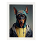 Nacnic Un perro Tipo Doberman Pinscher vestido con humano c. Estampados de arte de pared estético para el diseño de dormitorio o sala de estar.-Artwork-Nacnic-A3-Marco Blanco-Nacnic Estudio SL