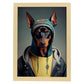 Nacnic Un perro Tipo Doberman Pinscher vestido con humano c. Estampados de arte de pared estético para el diseño de dormitorio o sala de estar.-Artwork-Nacnic-A3-Marco Madera clara-Nacnic Estudio SL
