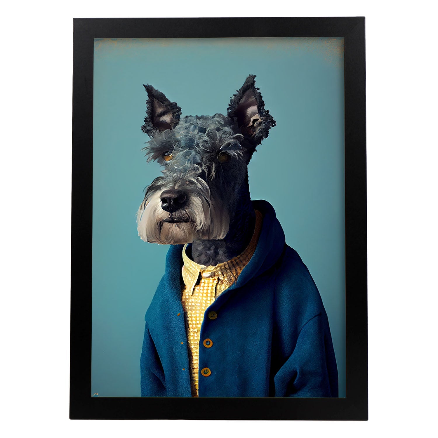 Nacnic Un perro tipo Kerry Blue Terrier vestido de humano. Estampados de arte de pared estético para el diseño de dormitorio o sala de estar.-Artwork-Nacnic-A4-Sin marco-Nacnic Estudio SL