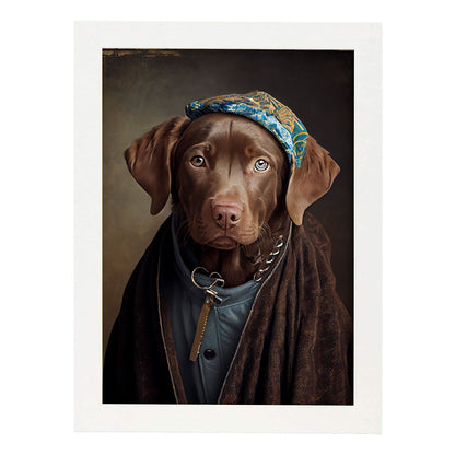 Nacnic un perro tipo perro Chesapeake Bay Retriever vestido 1. estampados de arte estético de pared para el diseño de dormitorio o sala de estar.-Artwork-Nacnic-A4-Marco Blanco-Nacnic Estudio SL