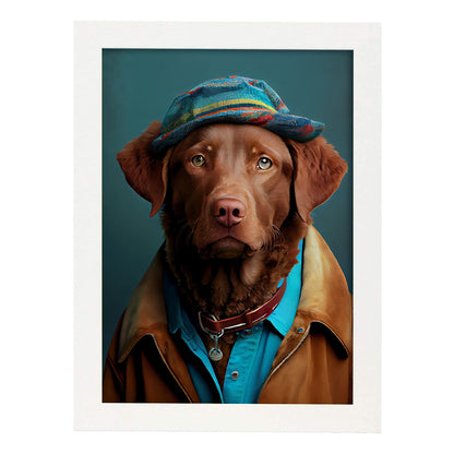 Nacnic un perro tipo perro Chesapeake Bay Retriever vestido 2. estampados de arte estético de pared para el diseño de dormitorio o sala de estar.-Artwork-Nacnic-A4-Marco Blanco-Nacnic Estudio SL