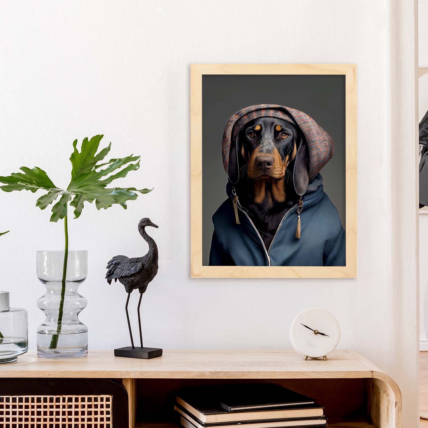Nacnic, un perro tipo perro, un coonhound negro y bronceado vestido. Estampados de arte de pared estético para el diseño de dormitorio o sala de estar.-Artwork-Nacnic-Nacnic Estudio SL