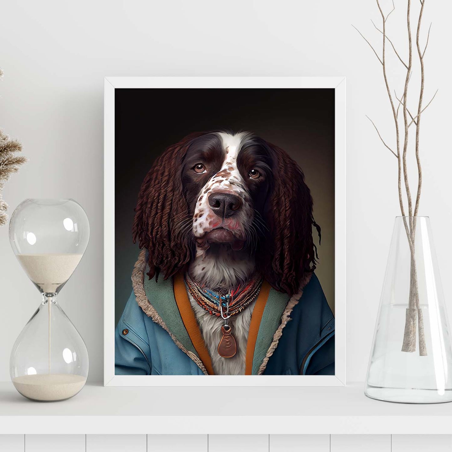 Nacnic un perro tipo springer inglés spaniel vestido con. Estampados de arte de pared estético para el diseño de dormitorio o sala de estar.-Artwork-Nacnic-Nacnic Estudio SL