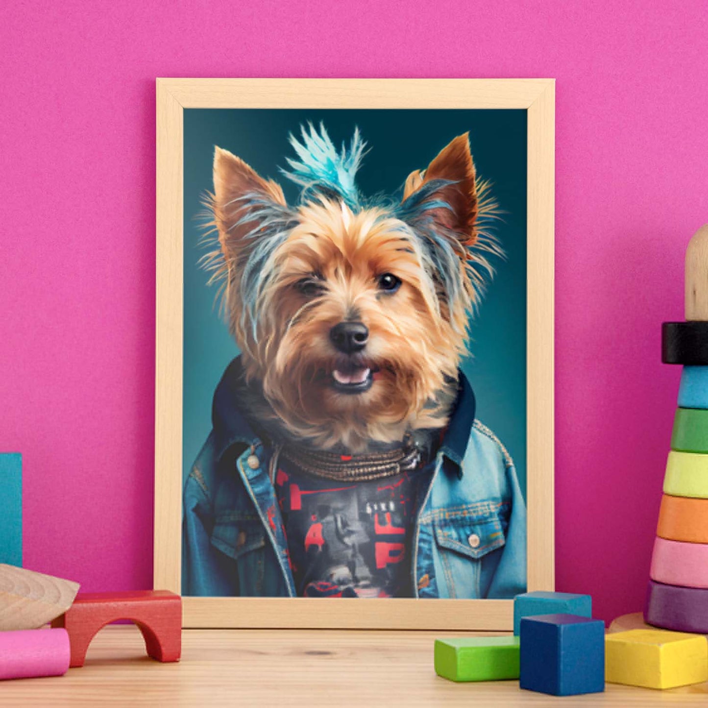 Nacnic, un terrier australiano tipo perro vestido con humanos. Estampados de arte de pared estético para el diseño de dormitorio o sala de estar.-Artwork-Nacnic-Nacnic Estudio SL