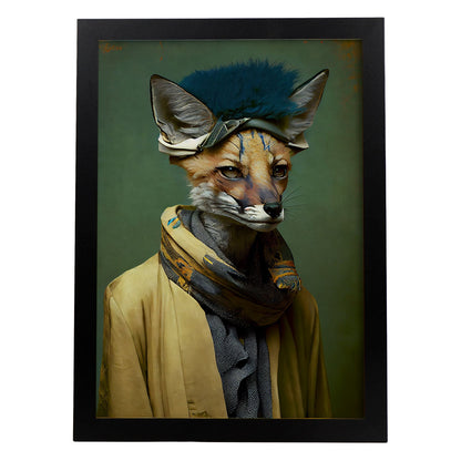 Nacnic, un zorro vestido con ropa humana, pequeña sonrisa. Estampados de arte de pared estético para el diseño de dormitorio o sala de estar.-Artwork-Nacnic-A4-Sin marco-Nacnic Estudio SL