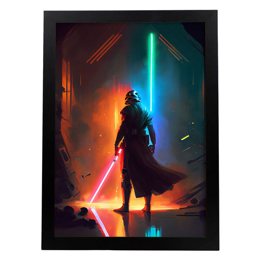 Nacnic una escena de película de Star Wars Pixar Style Dynamic Fi. Estampados de arte de pared estético para el diseño de dormitorio o sala de estar.-Artwork-Nacnic-A4-Sin marco-Nacnic Estudio SL