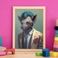 Nacnic una hiena vestida con ropa humana. Estampados de arte de pared estético para el diseño de dormitorio o sala de estar.-Artwork-Nacnic-Nacnic Estudio SL