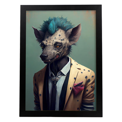 Nacnic una hiena vestida con ropa humana. Estampados de arte de pared estético para el diseño de dormitorio o sala de estar.-Artwork-Nacnic-A4-Sin marco-Nacnic Estudio SL