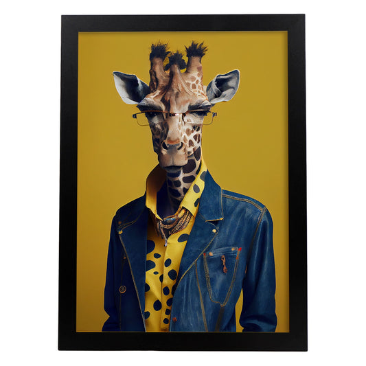 Nacnic una jirafa vestida con ropa humana pequeña Smilej. Estampados de arte de pared estético para el diseño de dormitorio o sala de estar.-Artwork-Nacnic-A3-Sin marco-Nacnic Estudio SL