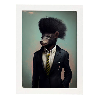 Nacnic una mofeta vestida con ropa humana. Estampados de arte de pared estético para el diseño de dormitorio o sala de estar.-Artwork-Nacnic-A3-Marco Blanco-Nacnic Estudio SL