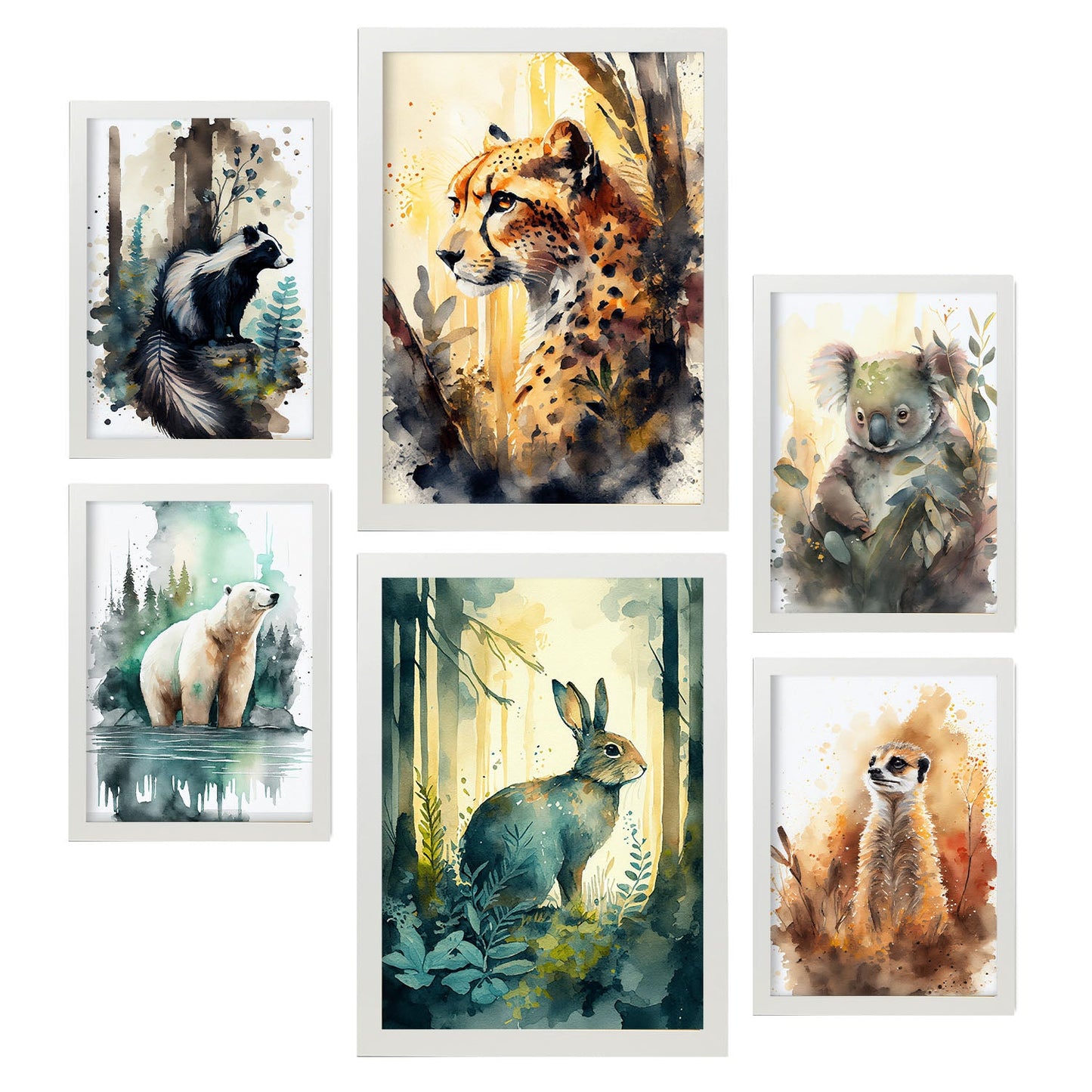 Nacnic Watercolor Animal Set_2. Aesthetic Wall Art Prints for Bedroom or Living Room Design.